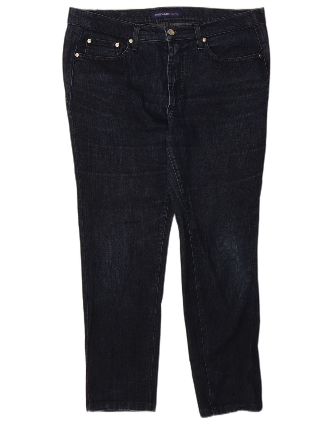 Jeans recortados femininos Trussardi W29 L25 algodão azul marinho