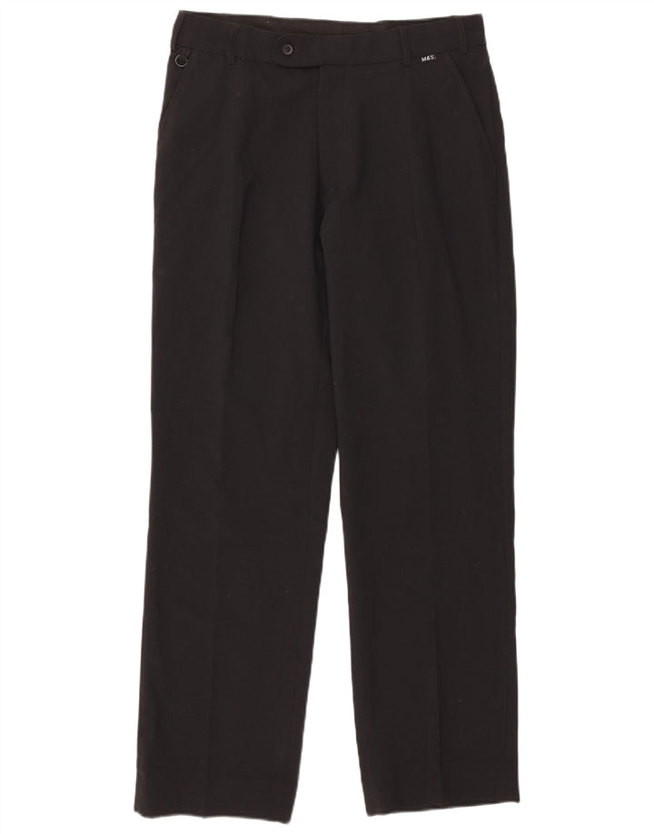 Calça feminina Marks & Spencer de terno reto W32 L31 poliéster preto
