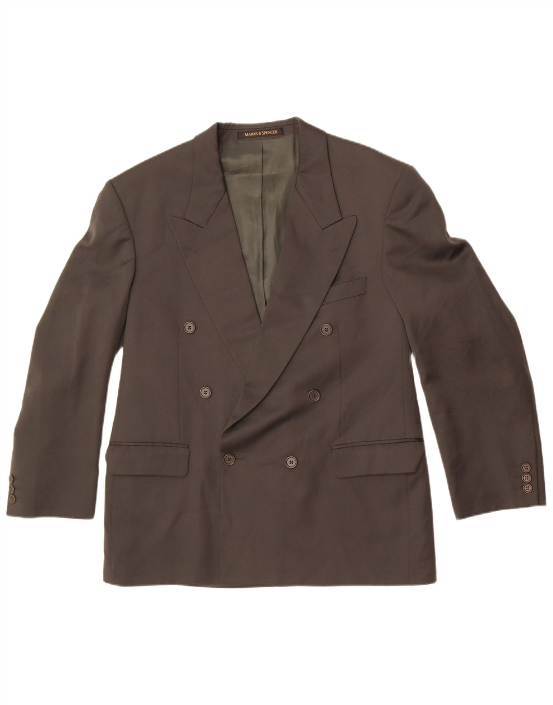 Jaqueta blazer masculina Marks & Spencer com peito duplo UE 50 grande cáqui