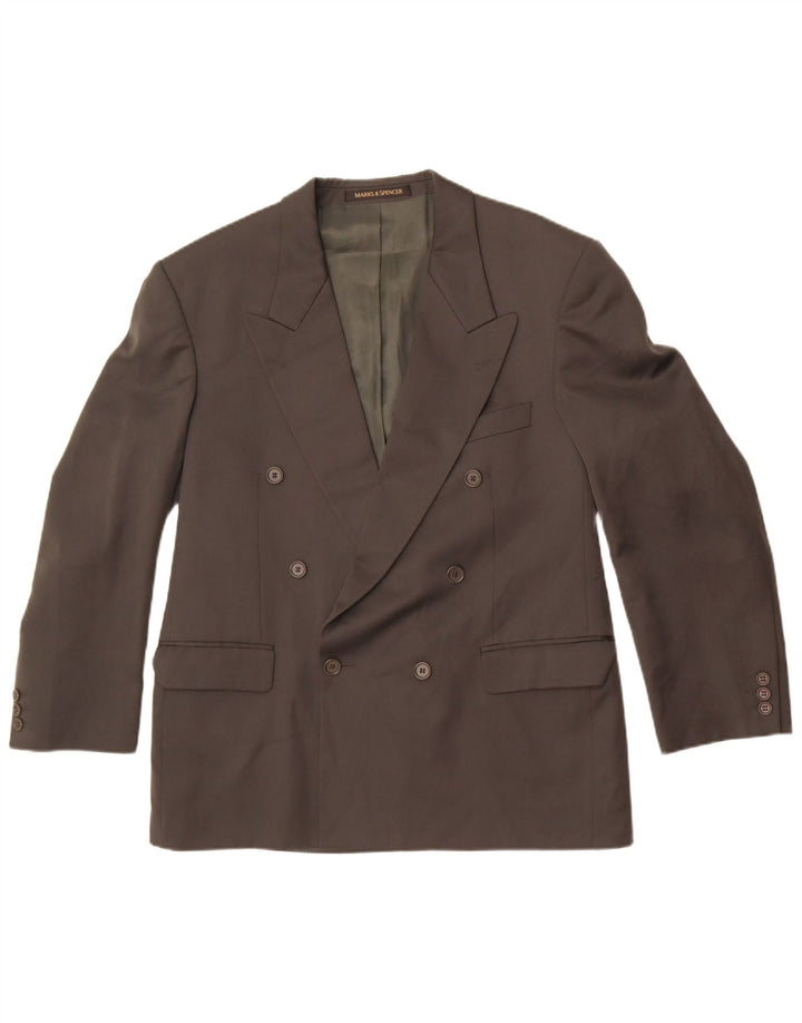 Jaqueta blazer masculina Marks & Spencer com peito duplo UE 50 grande cáqui