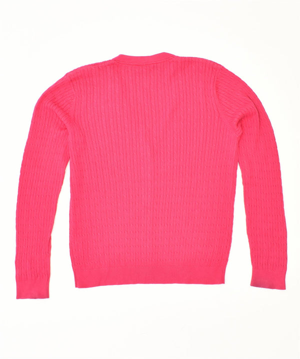 Suéter cardigã feminino CREW CLOTHING Reino Unido 14 grande algodão rosa