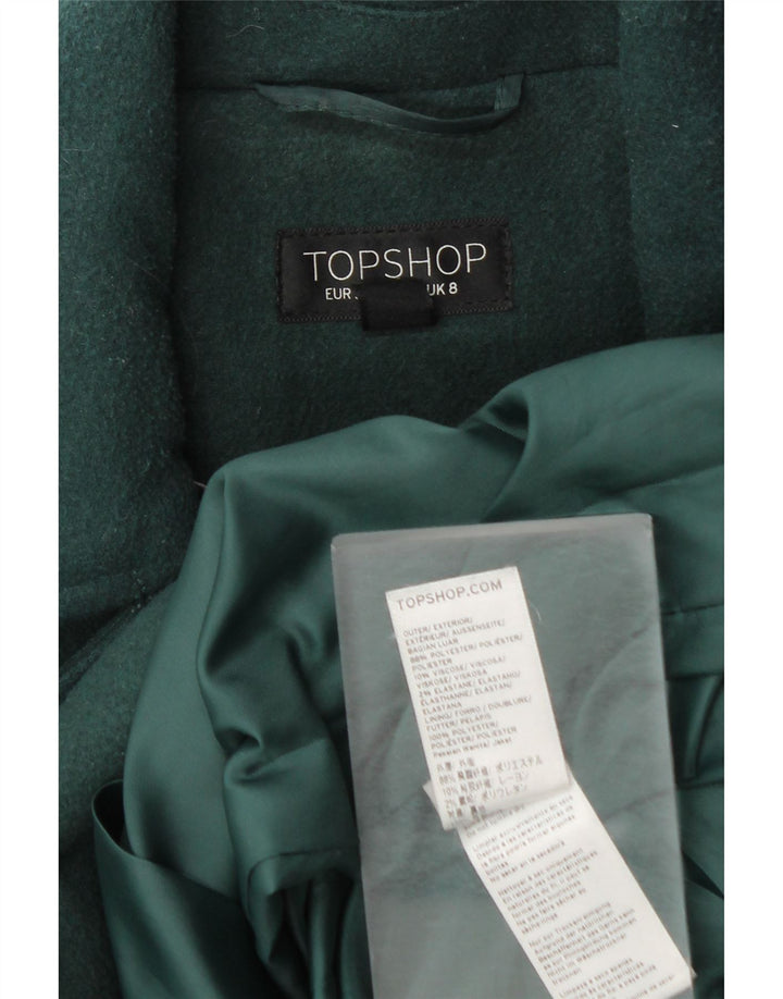 Sobretudo feminino Topshop UK 8 poliéster verde pequeno