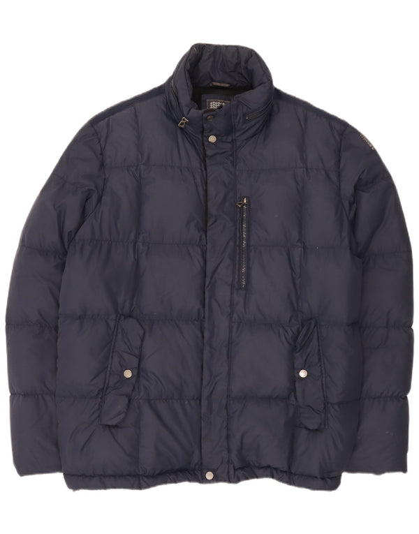 Jaqueta acolchoada masculina Geox com capuz UK 48 4XL azul marinho