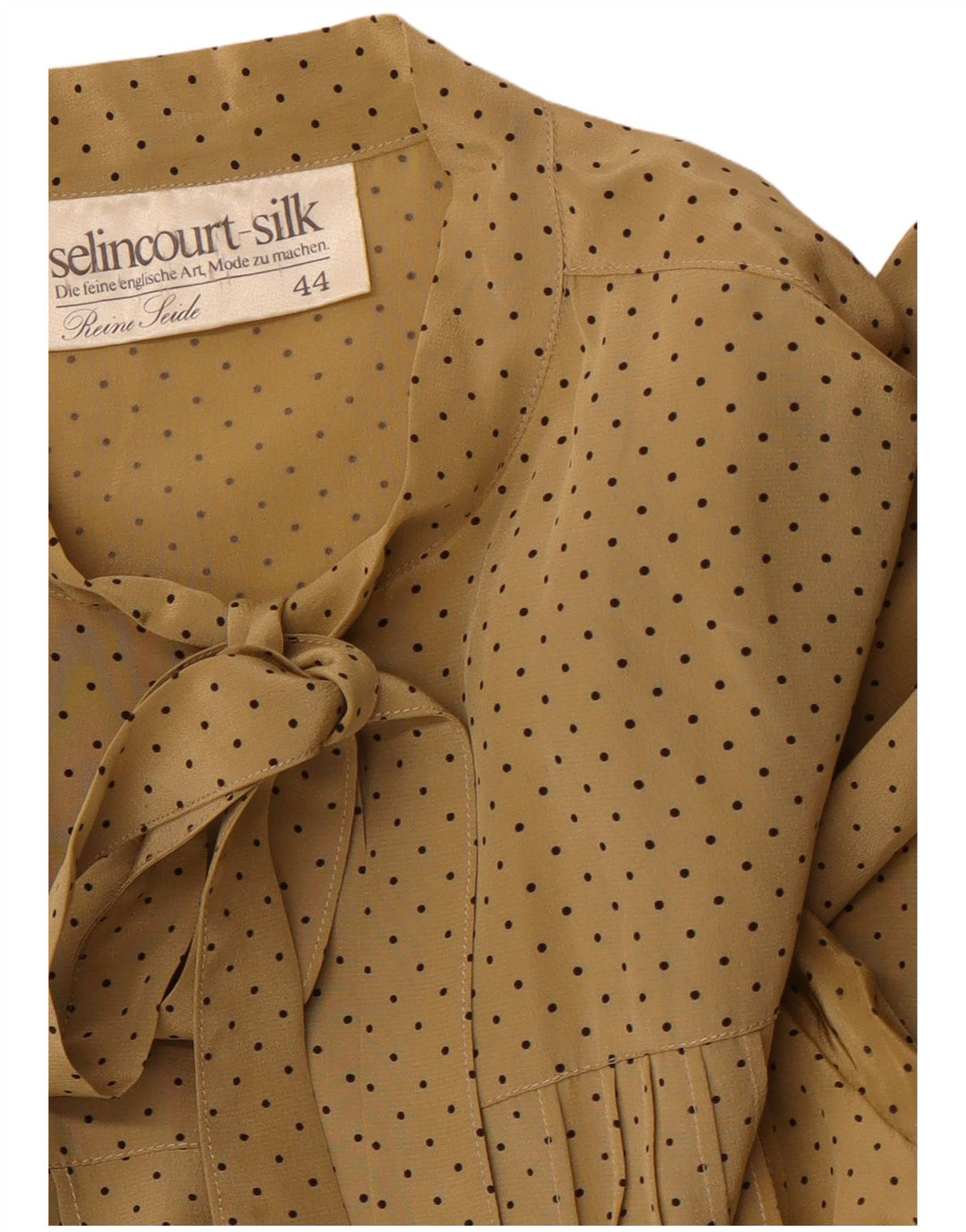 Vestido maxi feminino VINTAGE com gravata frontal e manga comprida UE 44 XL marrom manchado