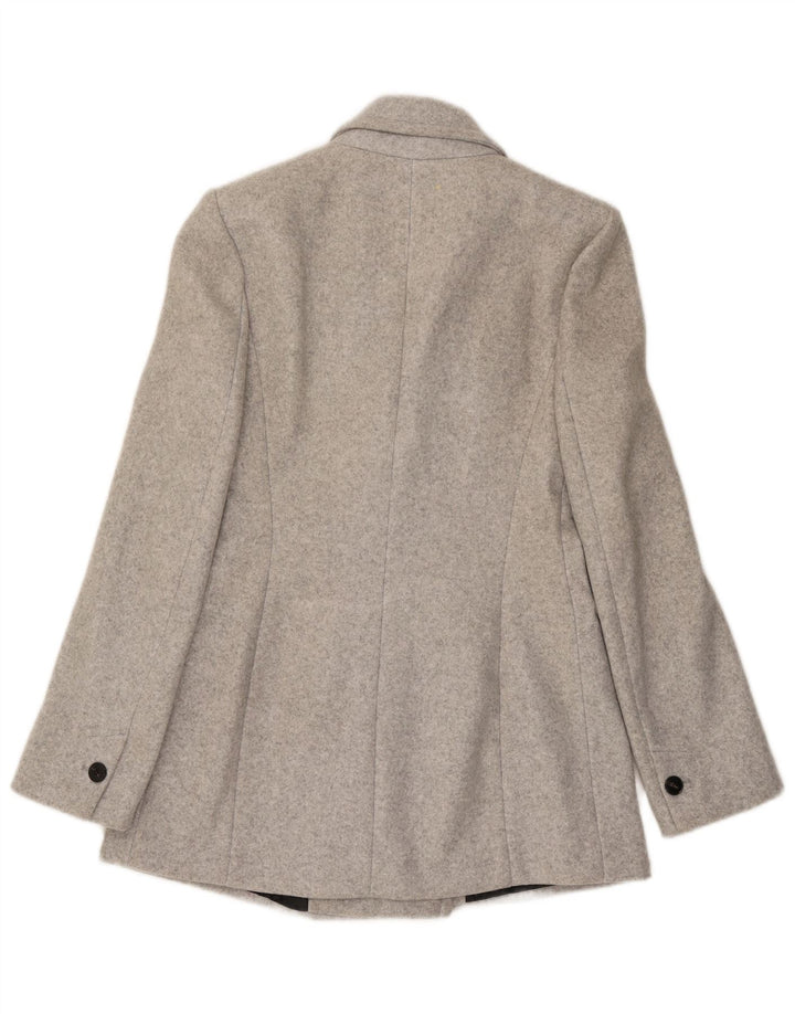 Jaqueta blazer feminina Zara com peito duplo Reino Unido 10 poliéster cinza pequeno