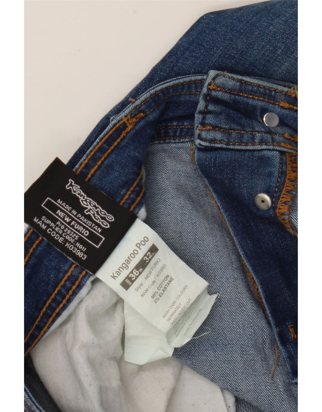 Calça jeans reta masculina Kangaroo Poo W36 L32 algodão azul