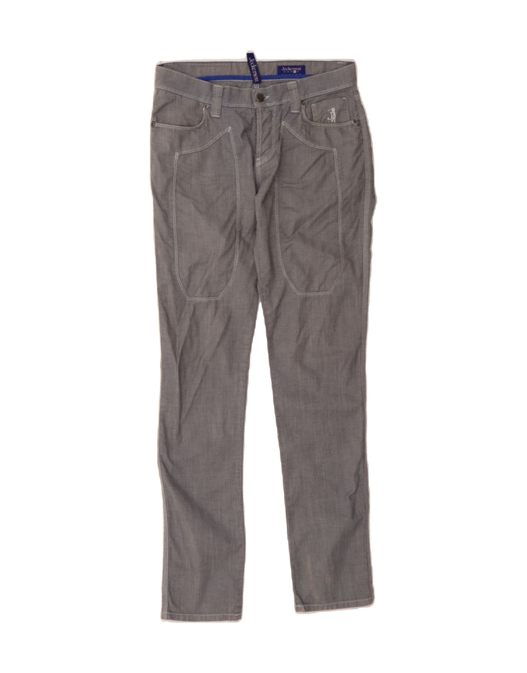 JECKERSON Mens Slim Casual Trousers W31 L33  Grey Cotton Vintage Jeckerson and Second-Hand Jeckerson from Messina Hembry 
