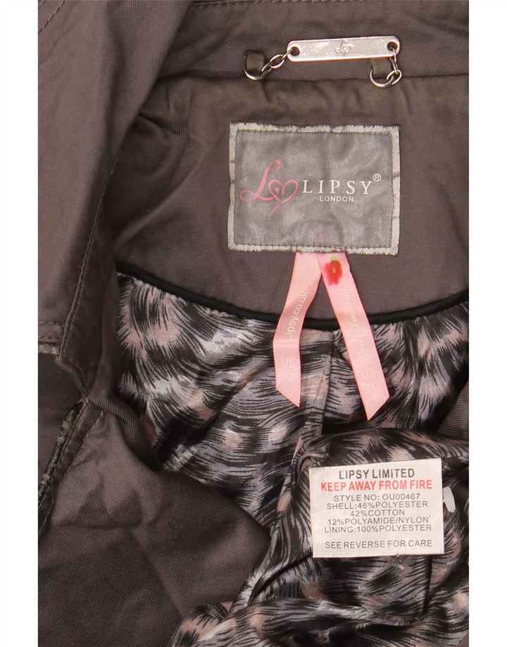Trench Coat feminino Lipsy UK 12 poliéster cinza médio