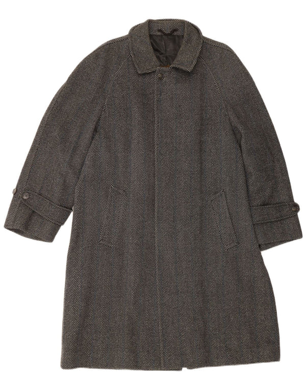 Sobretudo masculino vintage IT 50 grande lã espinha de peixe cinza