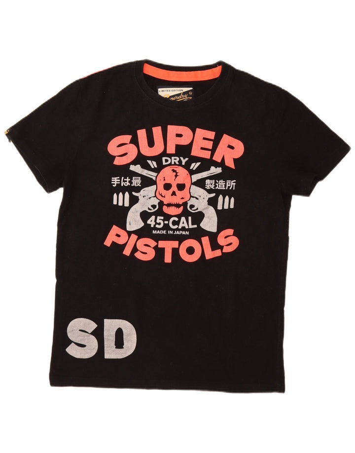 Camiseta masculina gráfica SUPERDRY grande algodão preto