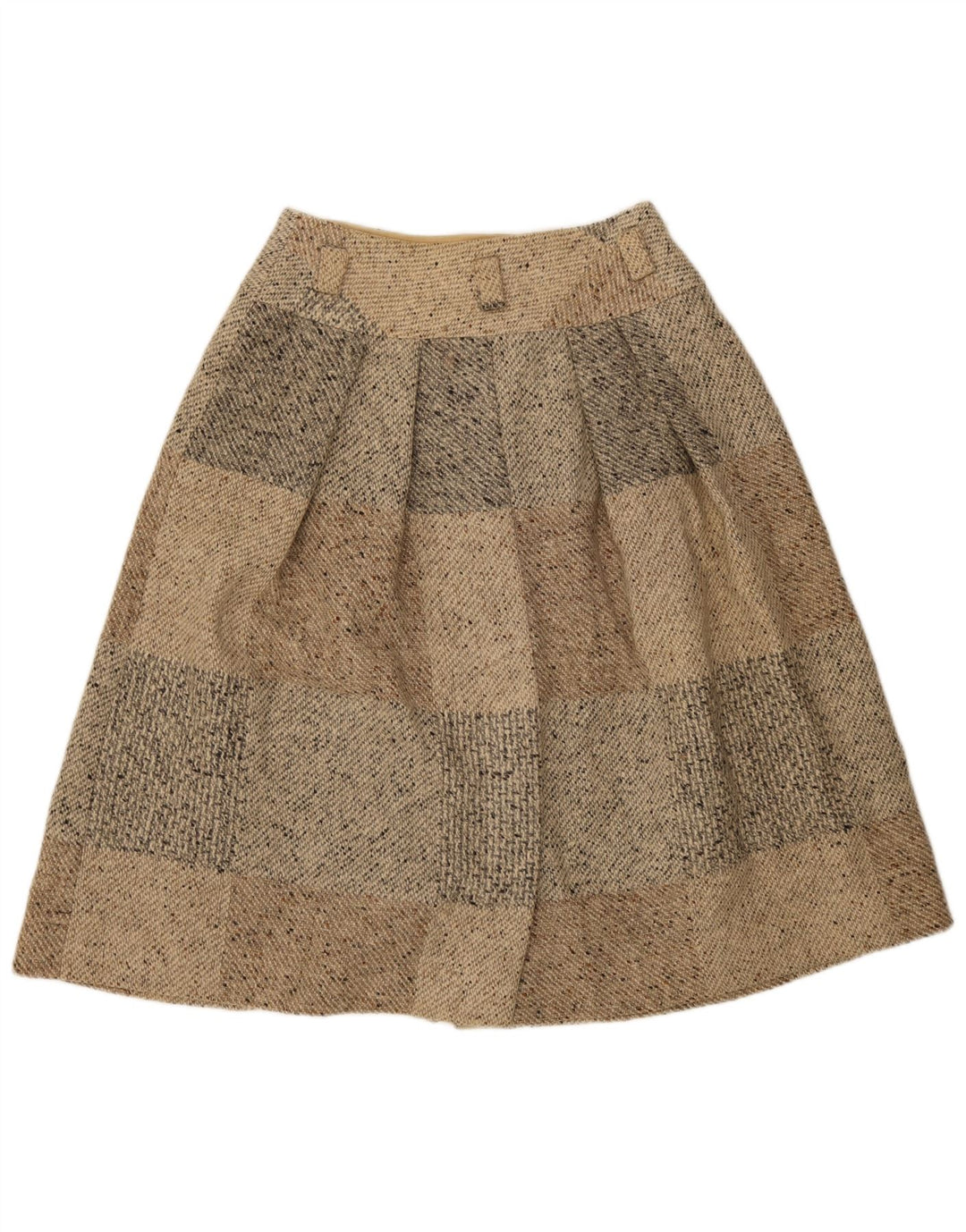 Saia midi feminina Seventy IT 46 grande W30 bege patchwork lã virgem