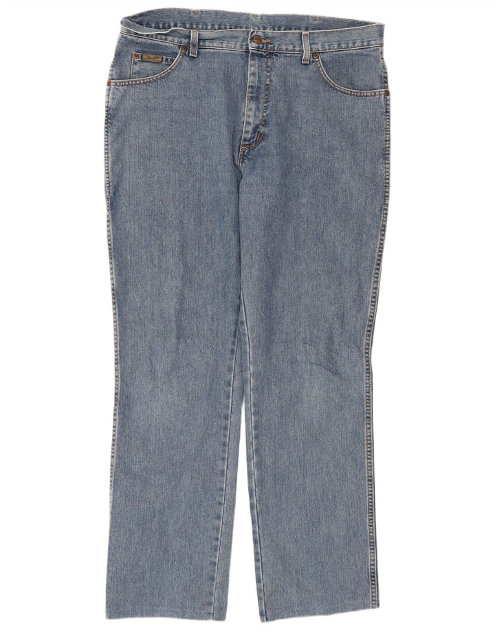 Wrangler Mens Straight Jeans W36 L32 Azul Algodão Clássico