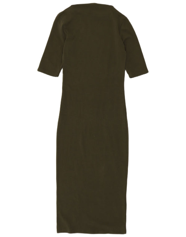 Vestido maxi feminino Zara Reino Unido 8 pequeno cáqui