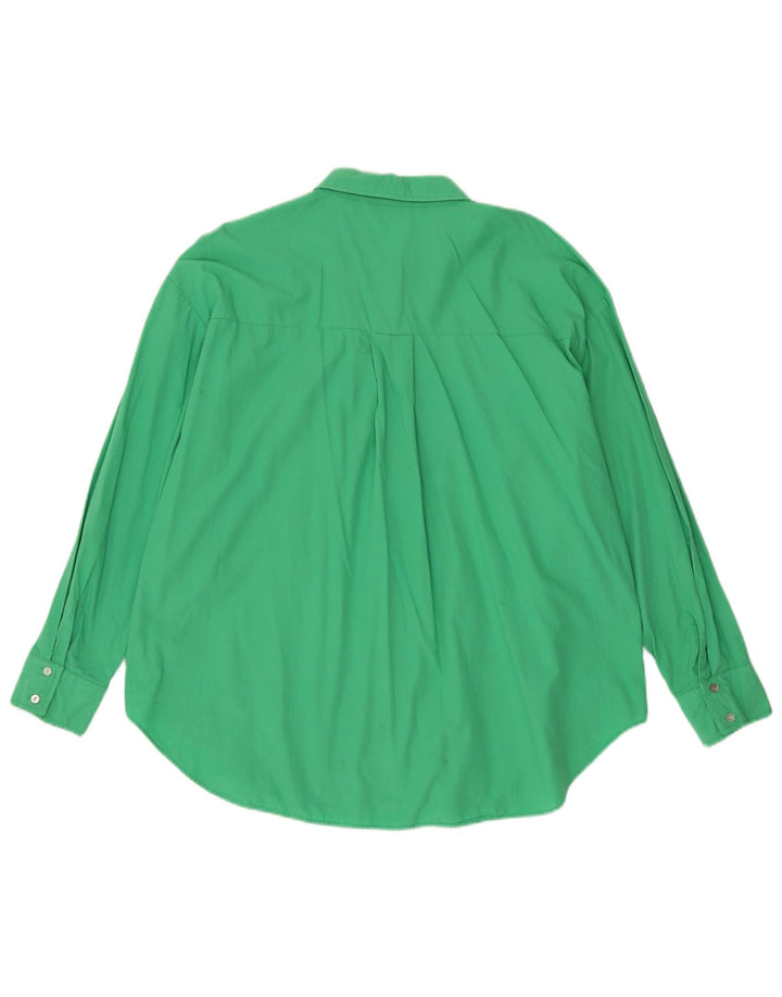Camisa oversized feminina ZARA Reino Unido 16 grande algodão verde
