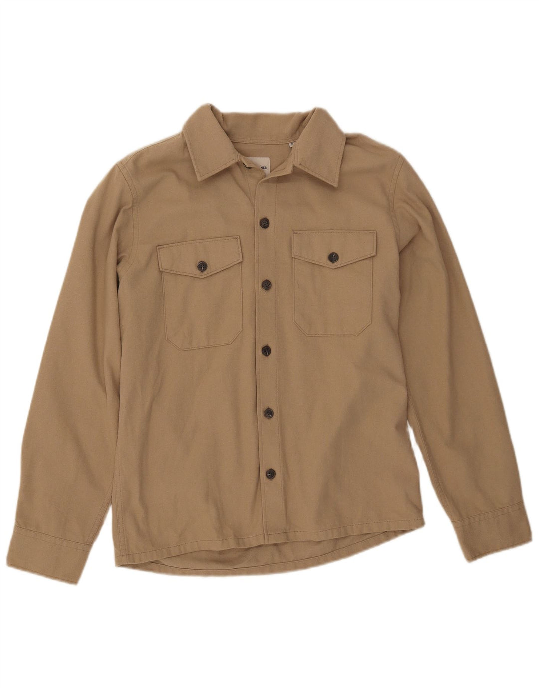 Camisa masculina de flanela JACK & JONES pequena algodão bege