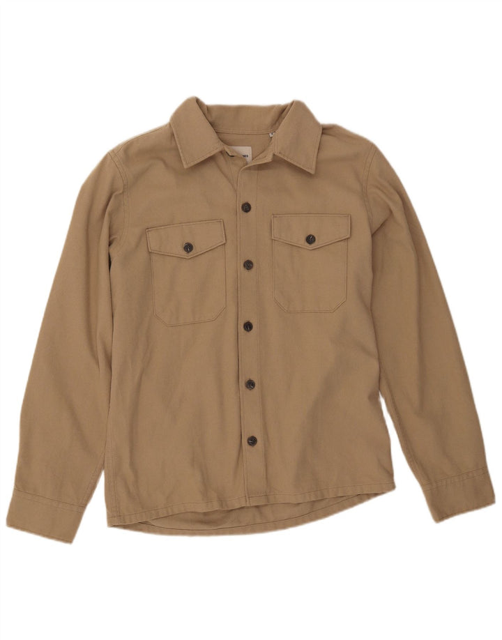 Camisa masculina de flanela JACK & JONES pequena algodão bege