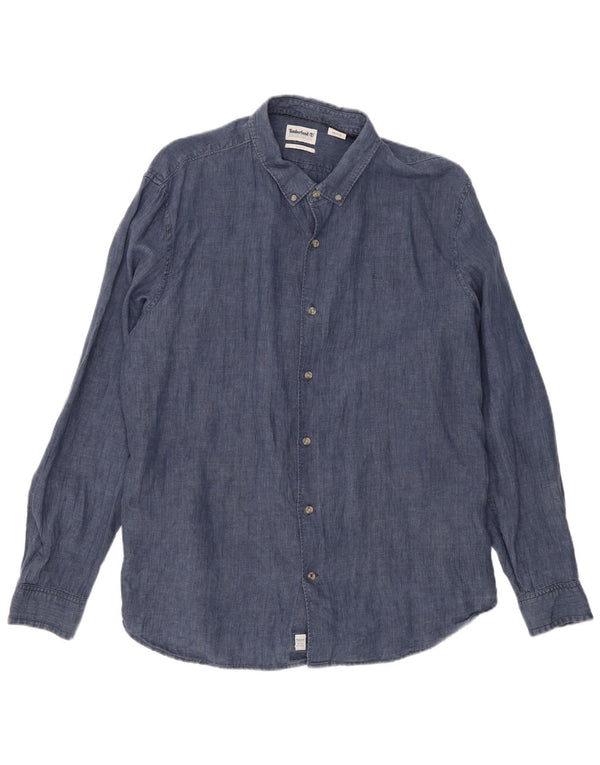 Camisa masculina Slim Fit TIMBERLAND 2XL linho azul marinho