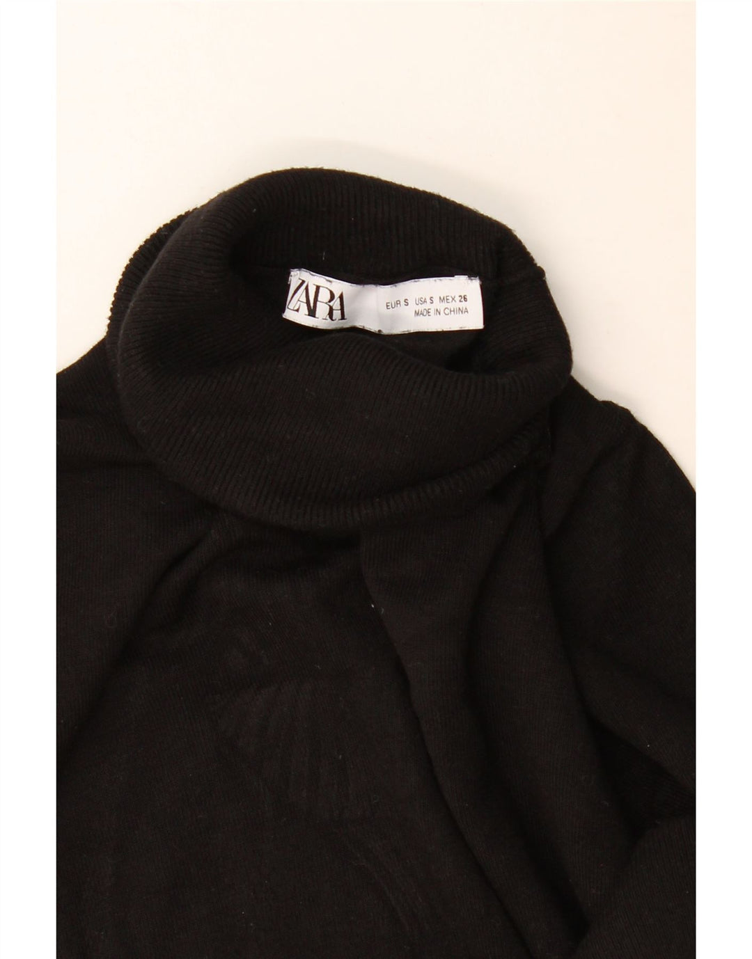 Zara Suéter feminino com gola redonda e gola redonda, preto pequeno, 10