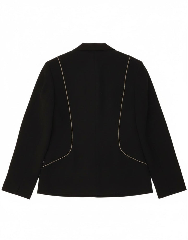 Jaqueta blazer feminina Jacques Vert com 2 botões Reino Unido 10 pequena preta poliéster