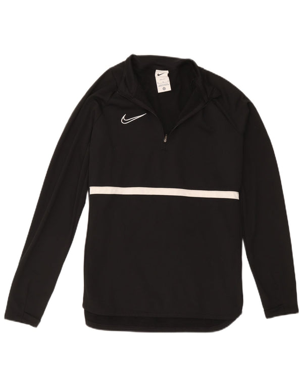 Nike Mens Dri Fit Zip Neck Pullover Treino Top Médio Preto Colourblock