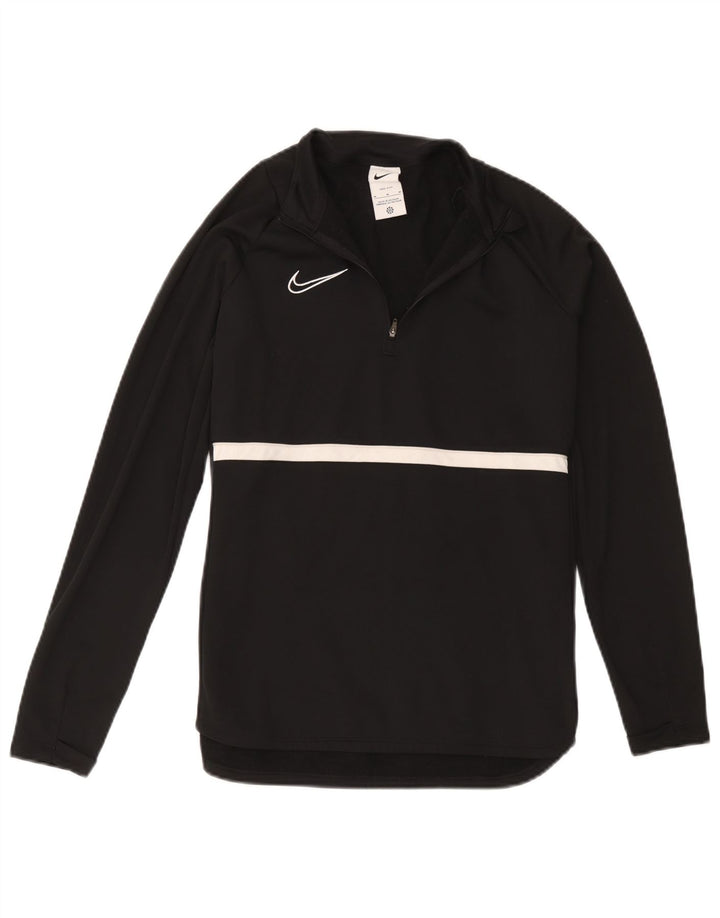 Nike Mens Dri Fit Zip Neck Pullover Treino Top Médio Preto Colourblock