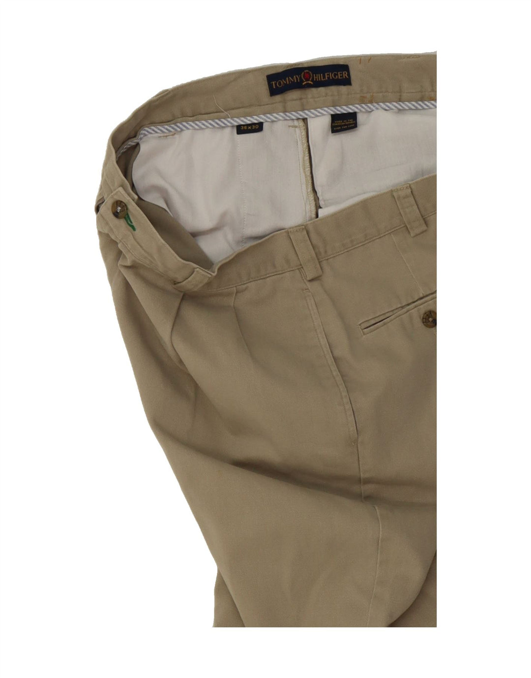 TOMMY HILFIGER Mens Pegged Casual Trousers W36 L30 Beige Vintage Tommy Hilfiger and Second-Hand Tommy Hilfiger from Messina Hembry 