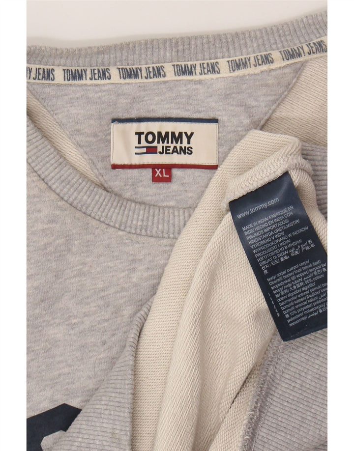TOMMY HILFIGER Suéter gráfico masculino XL algodão cinza