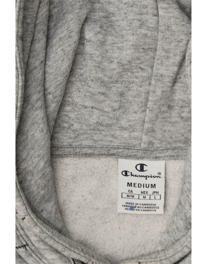 CHAMPION Suéter feminino com capuz gráfico UK 12 algodão cinza médio