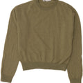 Suéter feminino Zara com gola redonda grande e gola redonda, 10 lã verde pequena