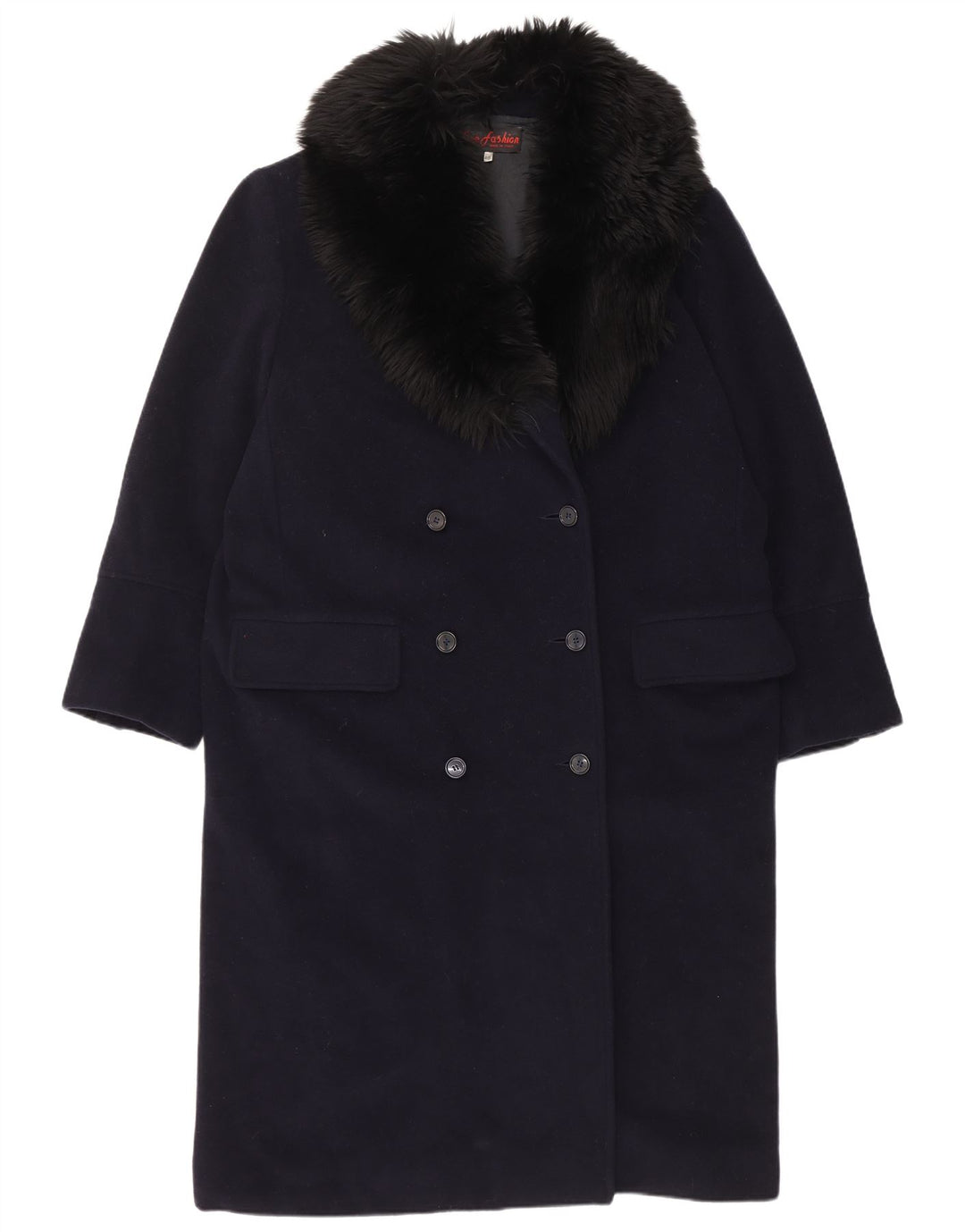 Casaco feminino vintage com peito duplo IT 48 XL lã azul marinho