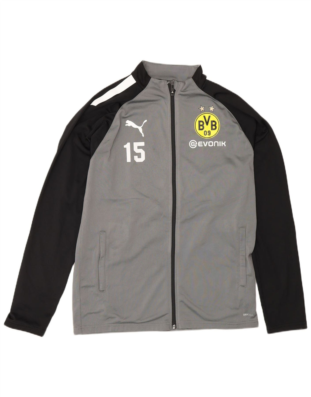 Jaqueta Puma Boys BVB Dortmund Top 15-16 anos cinza bloco colorido