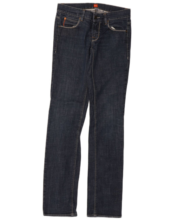 Hugo Boss feminino cintura baixa reta jeans slim W24 L33 azul