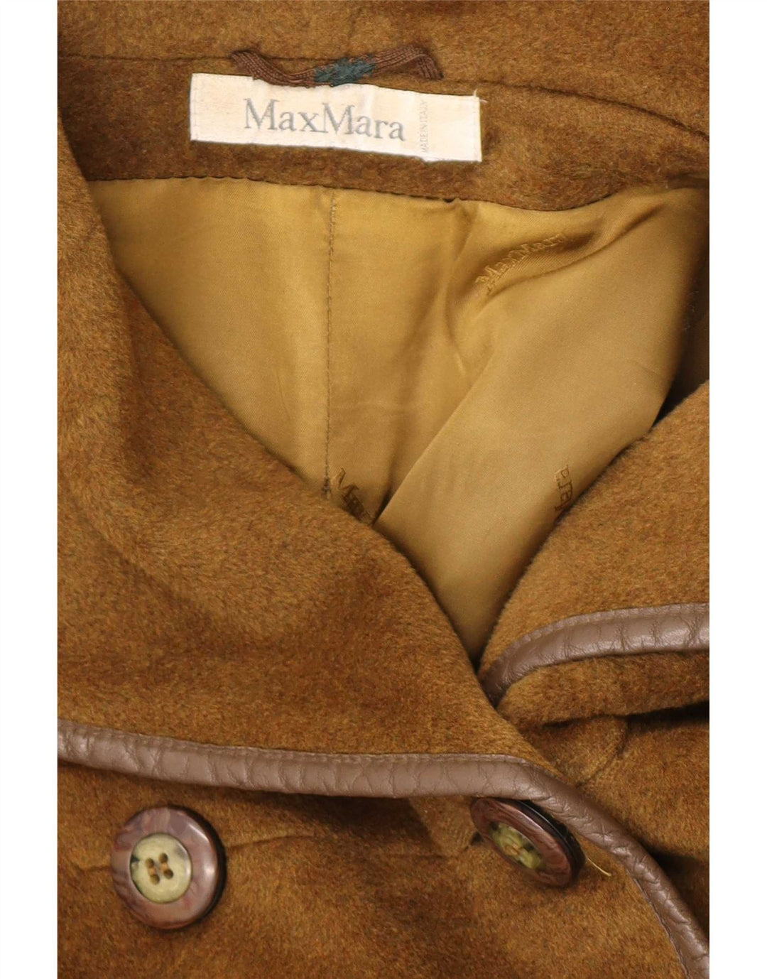 Max Mara Casaco feminino oversized com peito duplo Reino Unido 12 médio cáqui