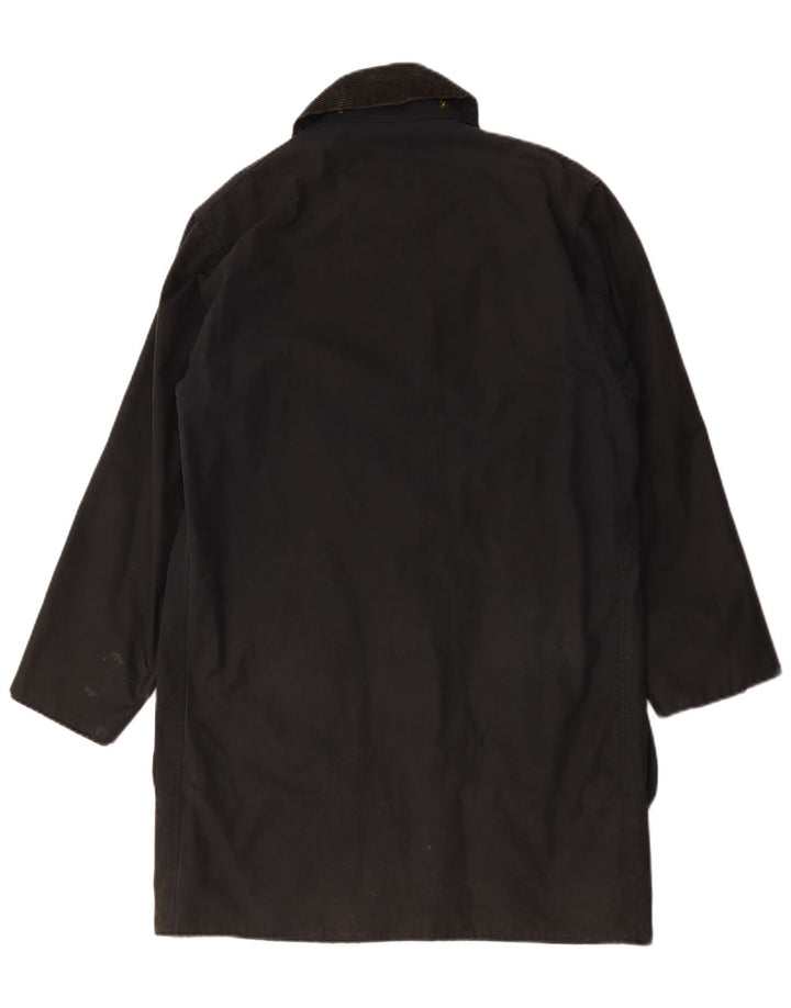 Sobretudo masculino Barbour de algodão encerado com borda UK 36 pequeno preto