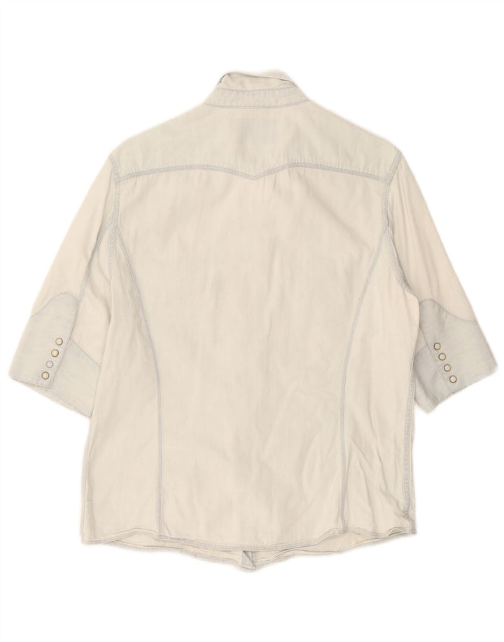 Camisa jeans feminina de manga curta Levi's UK 16 grande azul