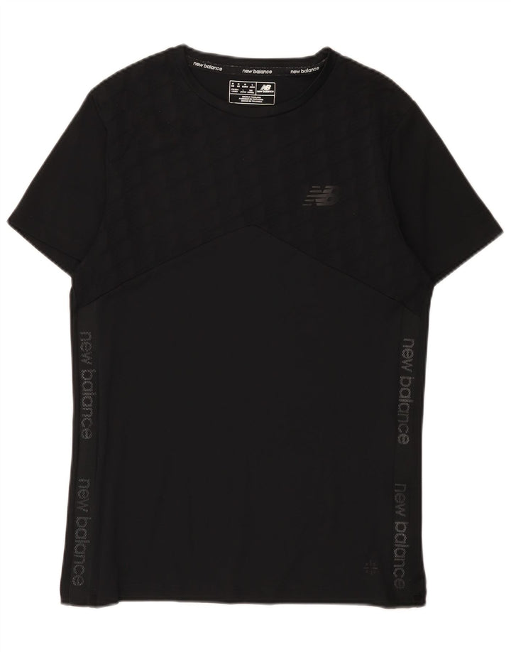Camiseta gráfica masculina New Balance poliéster médio preto