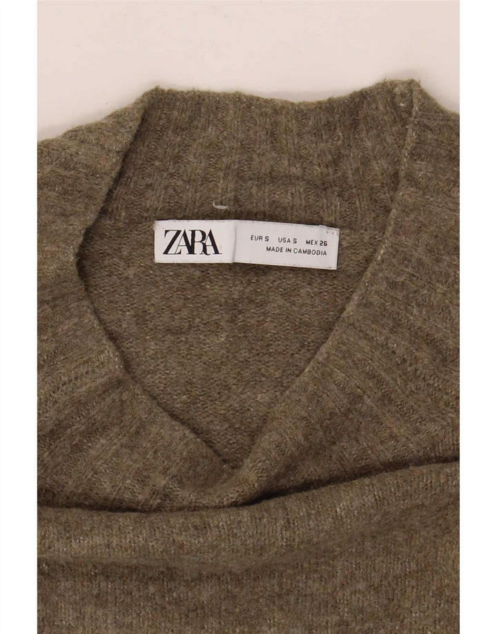 Zara suéter feminino oversized com gola de tartaruga Reino Unido 10 pequeno verde