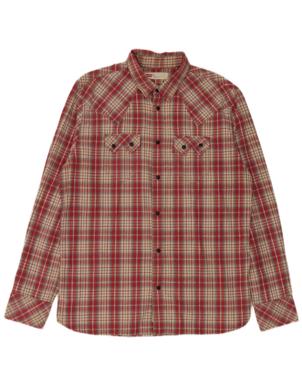 Camisa masculina Levi's Western Slim Fit XL de algodão vermelho