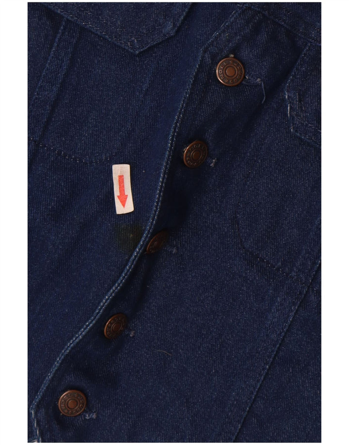 Colete jeans masculino vintage algodão azul médio