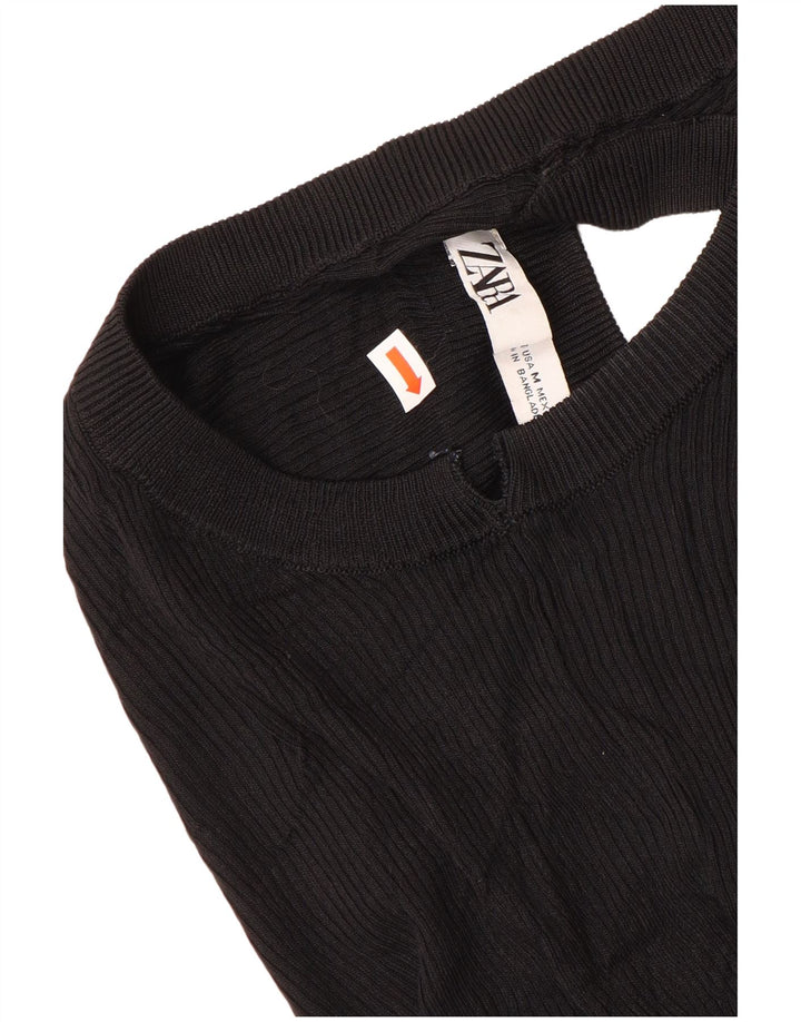 Colete feminino Zara UK 12 médio preto viscose