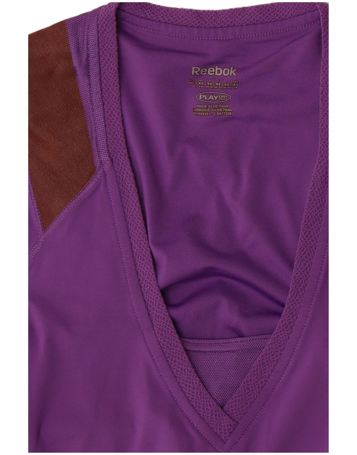 Reebok Womens Vest Top UK 4/6 XS Roxo Colourblock Poliéster