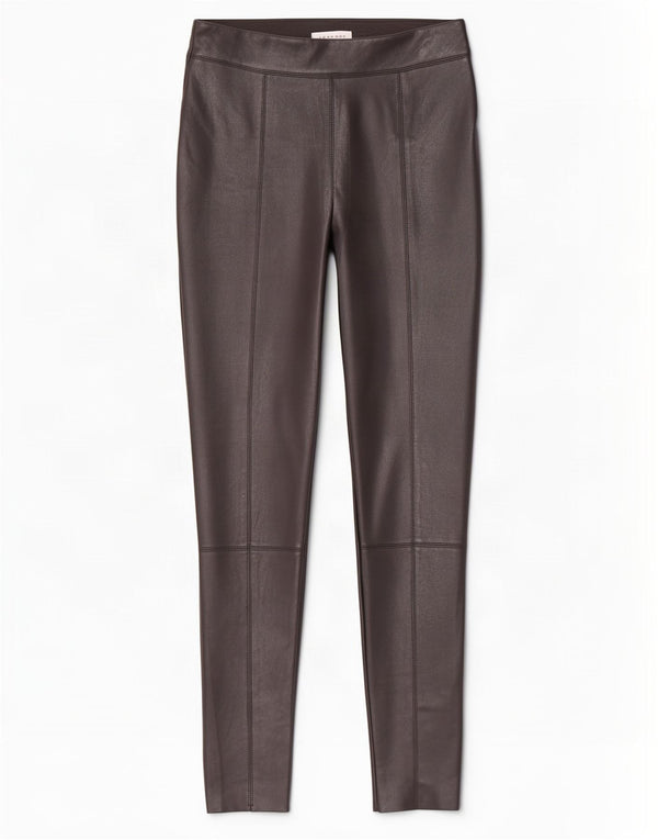 Calça feminina skinny de couro sintético Topshop Reino Unido 10 pequena W26 L28 preta
