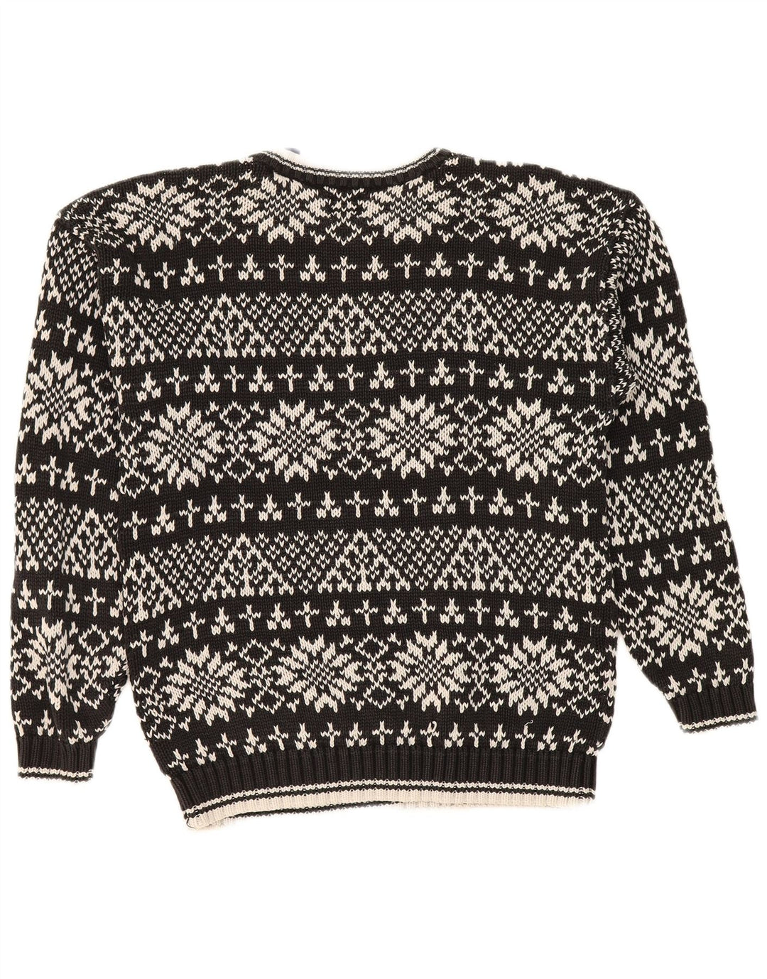 Suéter masculino Gap com gola redonda, pequeno, preto, Fair Isle, algodão