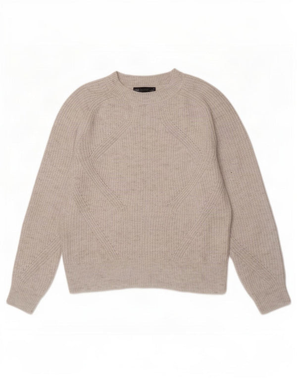 Suéter feminino Marks & Spencer com gola canoa Reino Unido 10 pequeno cinza manchado