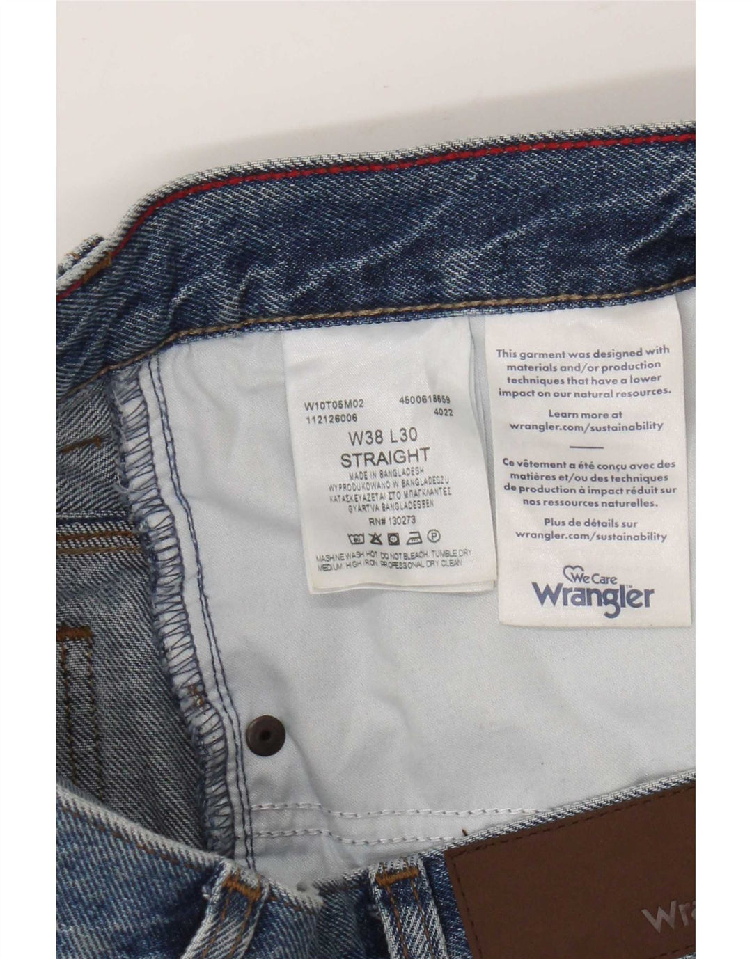 Wrangler Mens Straight Jeans W38 L27 Azul Algodão