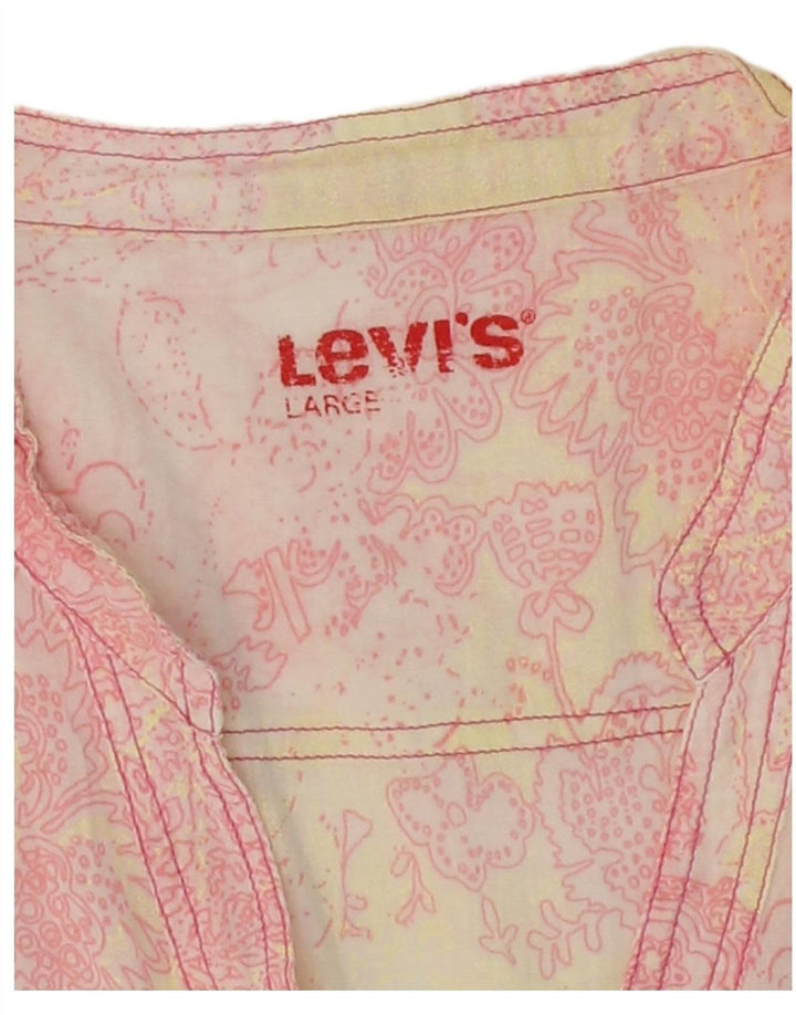 Blusa feminina LEVI'S UK 14 grande algodão paisley rosa