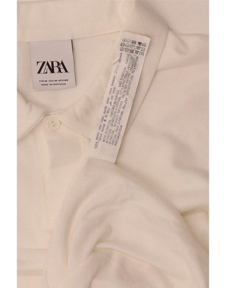 Camisa polo masculina Zara médio algodão branco