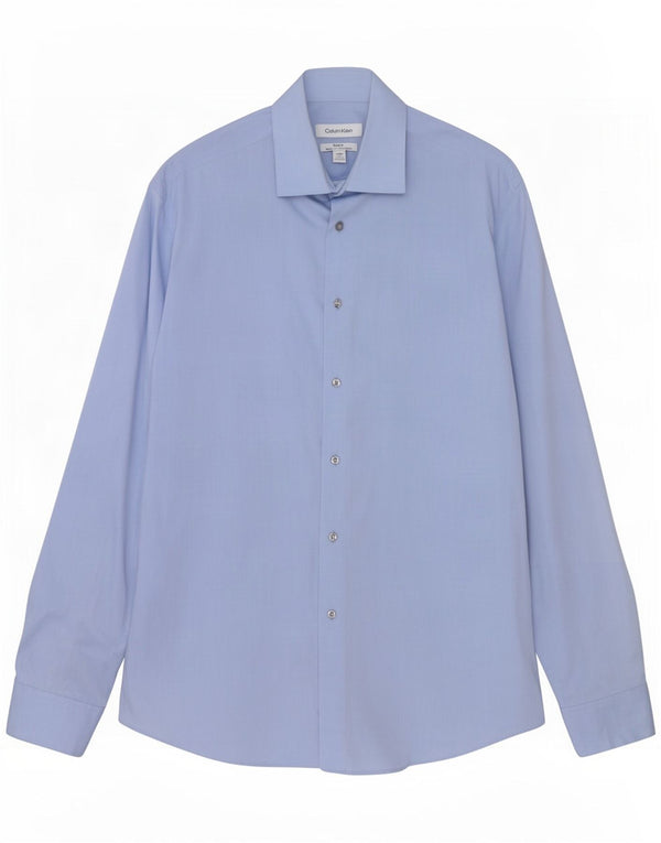 Camisa masculina Calvin Klein Regular Fit tamanho 15 1/2 espinha de peixe azul médio
