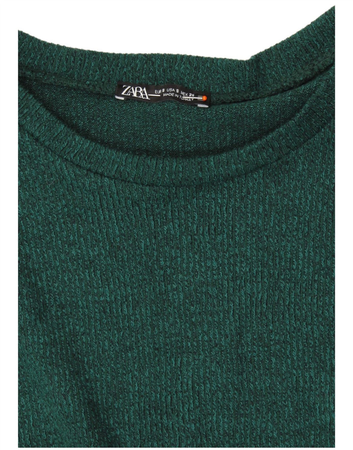 Suéter feminino ZARA com gola canoa Reino Unido 10 pequeno verde