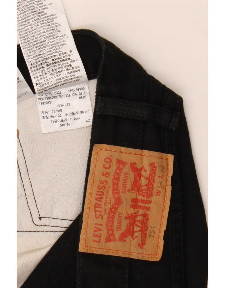 Calça jeans masculina Levi's 751 Straight W34 L32 algodão preto